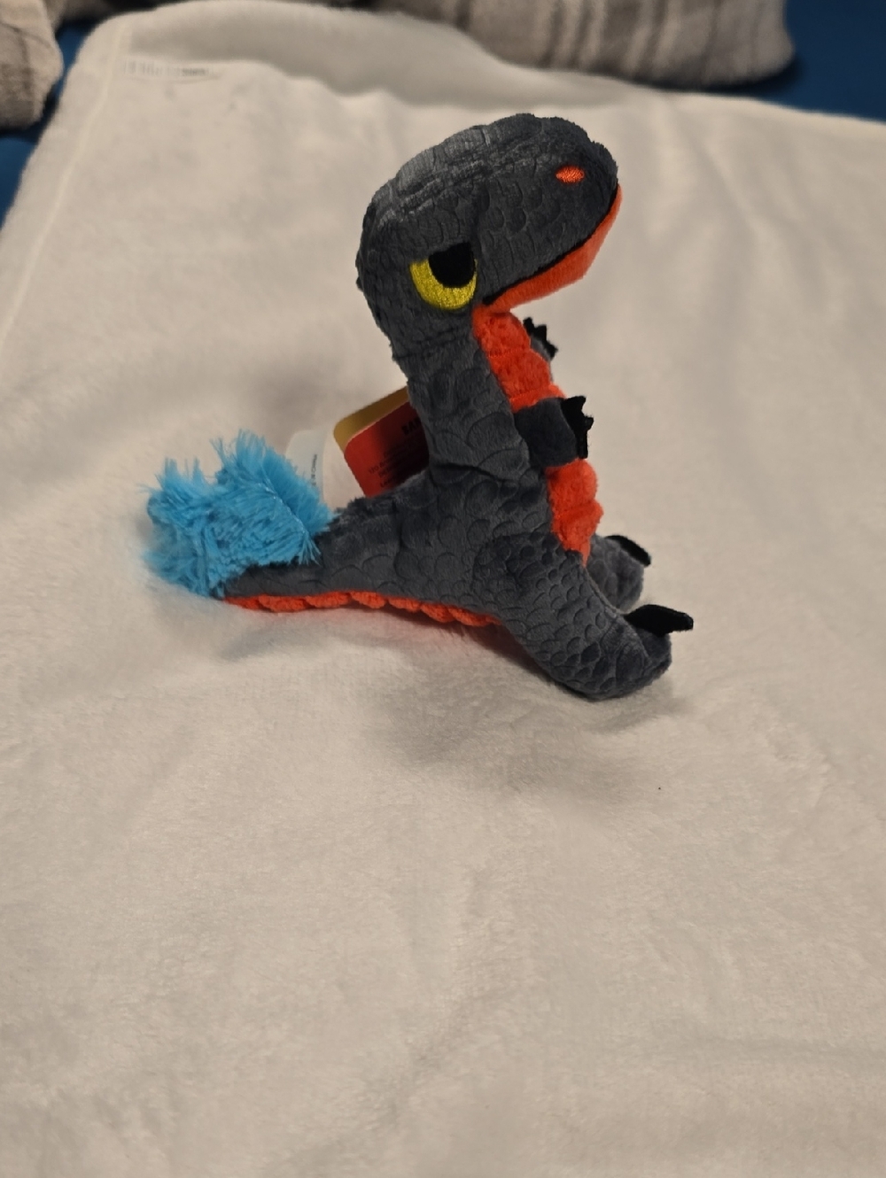 Bark Marvelous Raptor Dog Toy NWT Small 0-20 Pounds Gray Orange Blue